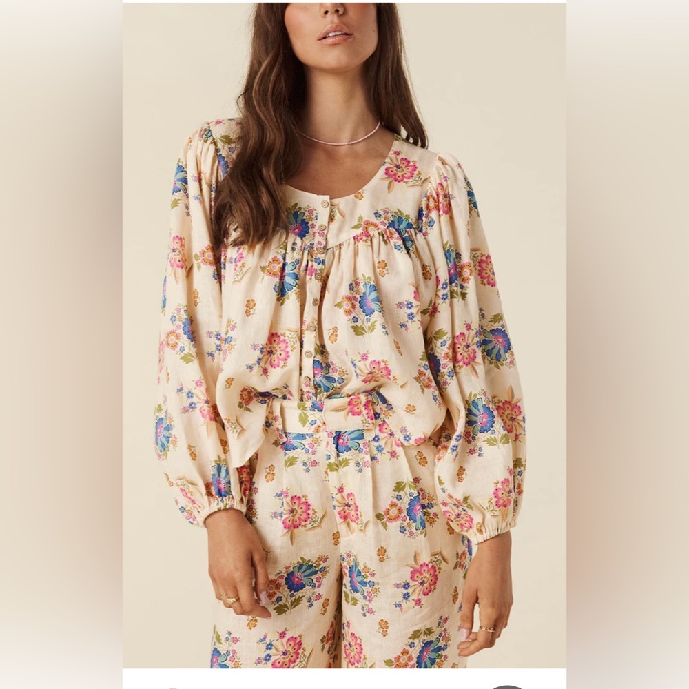 Spell Solstice Linen Blouse Size Small